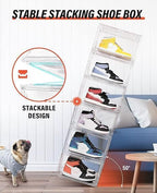 KDOR Clear Plastic Shoe box Organizer, 3 Pack Stackable Sneaker Boxes, - Image 4