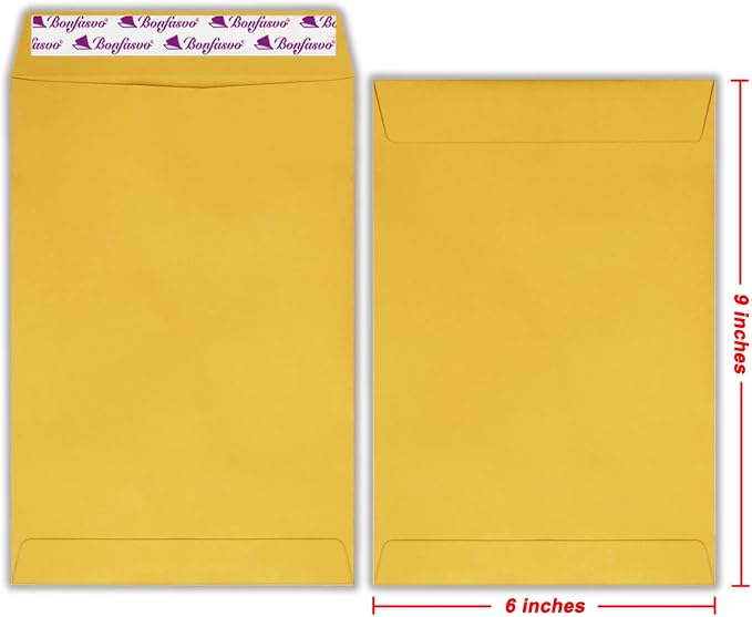 Bonfasvo 300 Pack 6x9 Brown Catalog Envelopes Peel & Seal Security Mailing - Image 2