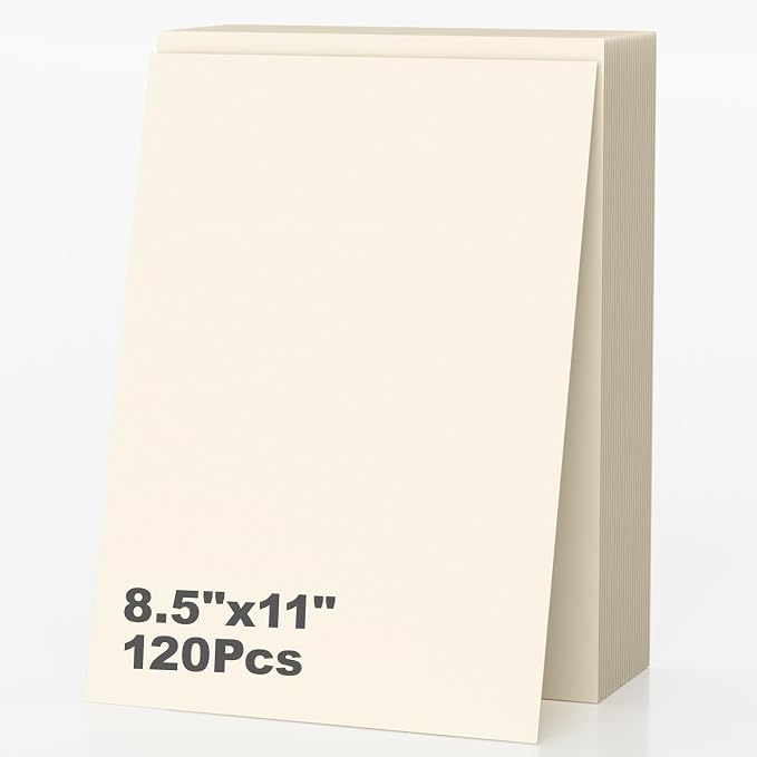 120 Sheets of Cardstock 8.5 x 11, Heavyweight Cover Cream Cardstock Printer by Nichela