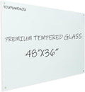 Magnetic Glass Writeboard 48"X36" Premium Tempered Dry Erase Boards Wall by YoupuStationery