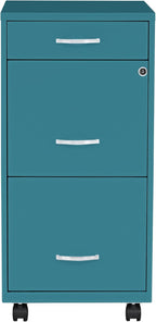 Lorell LYS SOHO Box/File/File Teal Mobile Cabinet, 3 Drawer - Image 3