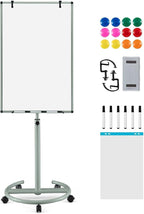 Goplus 40” x 26” Rolling Whiteboard, Height Adjustable Magnetic Dry Erase Board by Goplus
