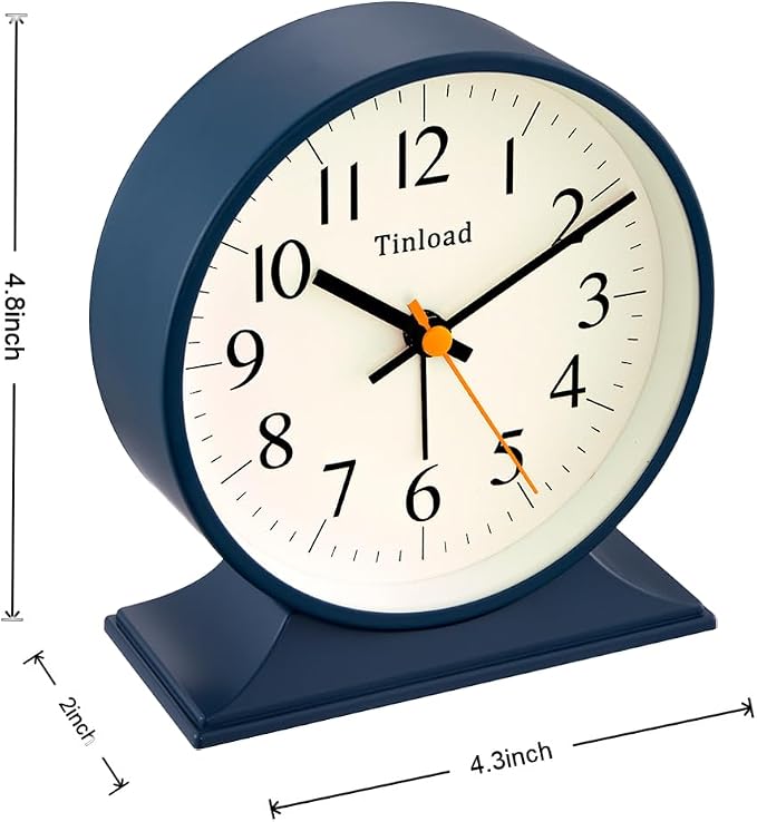 4.5"Retro Analog Alarm Clock, Vintage decor, Super Silent Non Ticking Small - Image 4