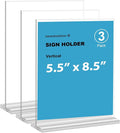 newnewshow Acrylic Sign Holder 5.5x8.5 Inch 3 Pack Vertical T Shape by NEWNEWSHOW