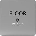 Grey w/Black ADA Floor 6 Sign by ADACentralSigns
