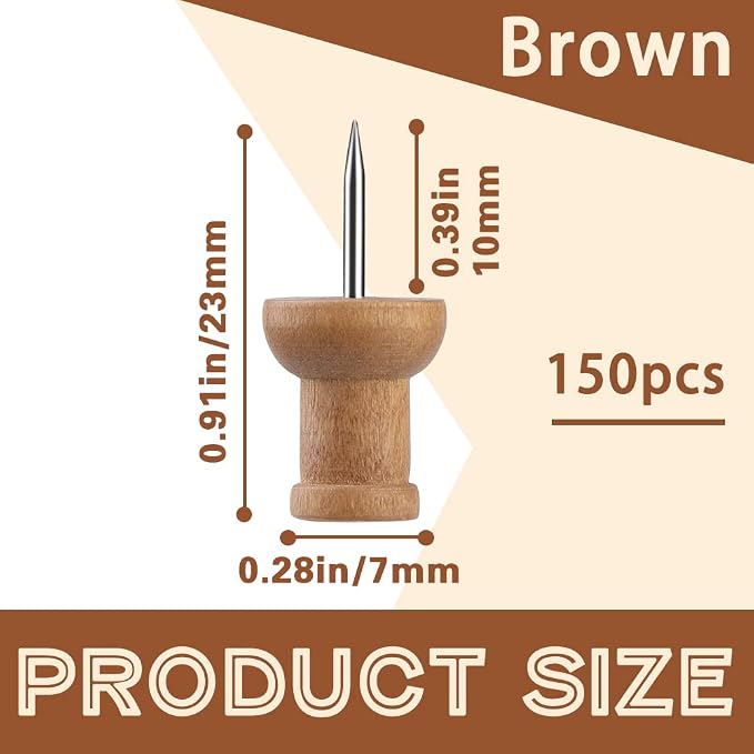150 Pcs Push Pins for Cork Board, Decorative Thumb Tacks Wooden Push Pins Head - Image 2