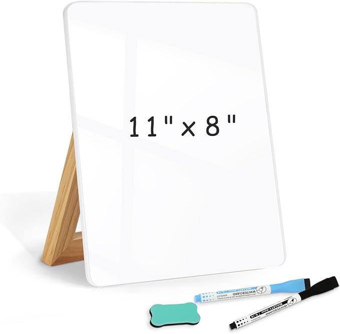 WALGLASS Desktop Glass White Board 11"x 8" by WALGLASS