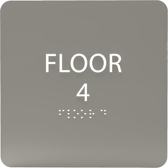 Clean Grey ADA Floor 4 Sign by ADACentralSigns