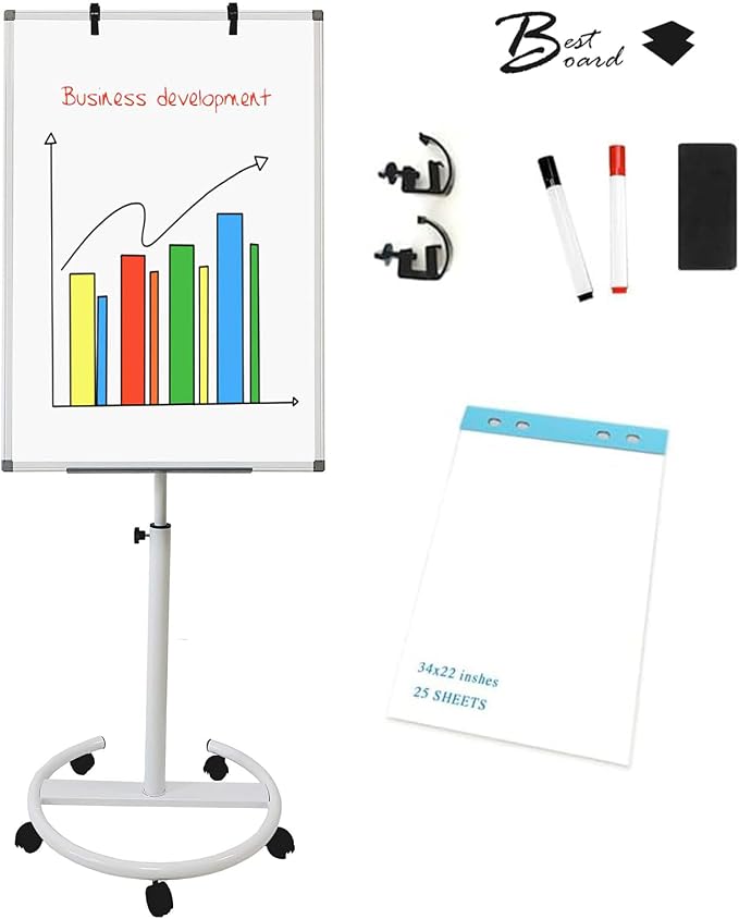Mobile Dry Erase Board 36x24 Inches – Adjustable Rolling Whiteboard on Wheels - Image 2