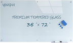 Magnetic Glass White Board 72"X36" Premium Tempered Dry Erase Boards Wall by YoupuStationery