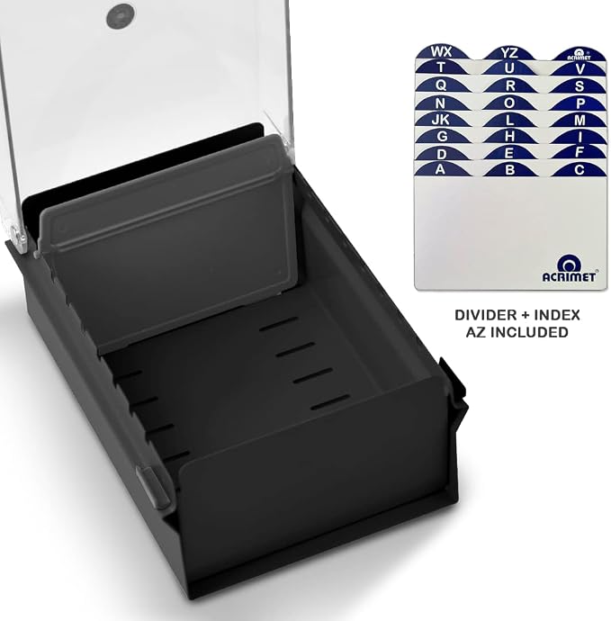 Acrimet 3 x 5 Card File Holder Organizer Box Metal Base Heavy Duty - Image 4