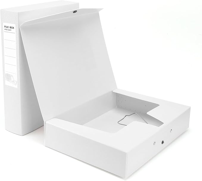 HUA JIE 2 Pack A4 Storage File Boxes Archives Case, 65mm Spine, Box File by HUA+JIE
