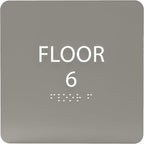 Clean Grey ADA Floor 6 Sign by ADACentralSigns