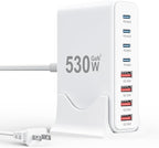 530W USB C Charger Block, 8-Port USB C Charging Station GaN IV Travel by SMSASOEO