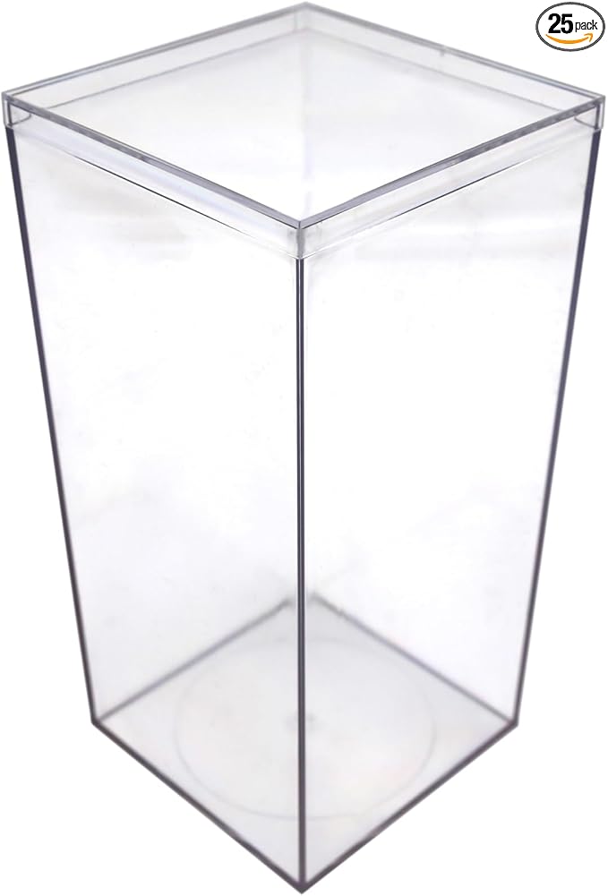 Set of 25 Acrylic Boxes with Lids, Made in USA, Display Cases by GaryPlasticPackaging