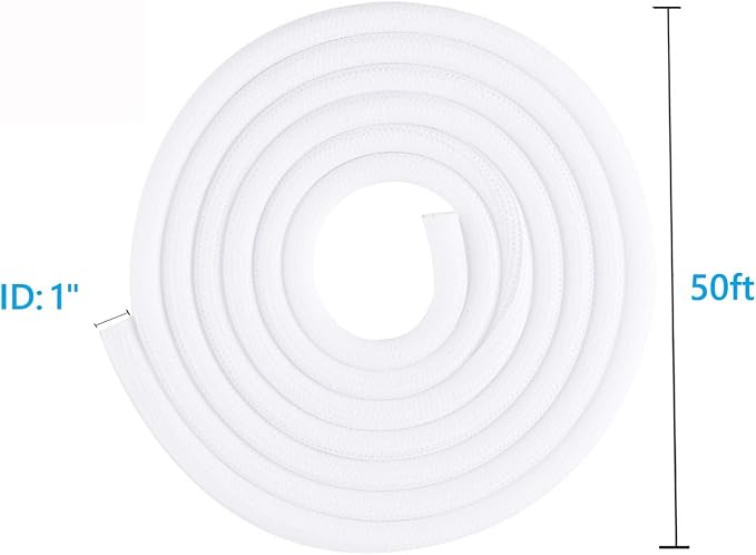QCSIW 50ft 1 Inch White Cable Sleeve – Split Wire Loom Tubing Cord Protector – - Image 8