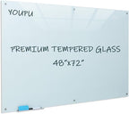 Magnetic Glass Writeboard 72"x48" Premium Tempered Dry Erase Boards Wall by YoupuStationery