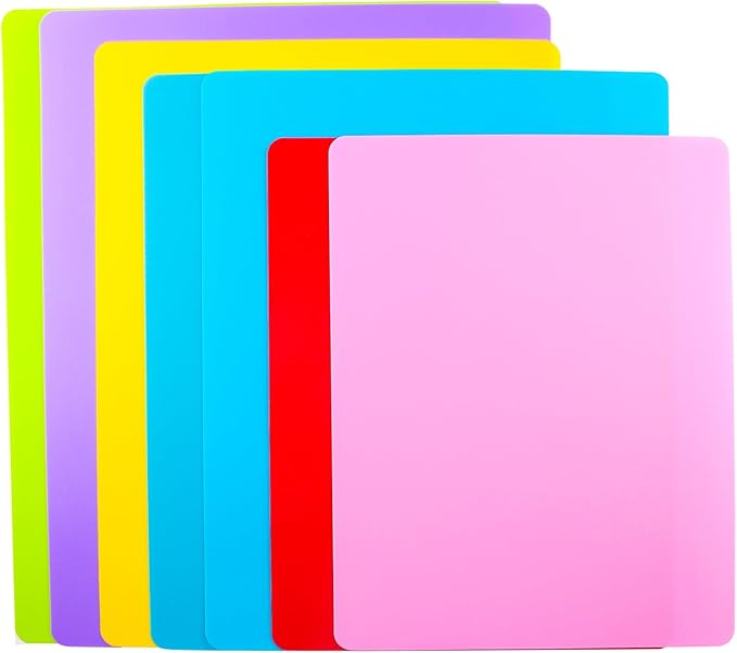 7 Pieces Flexible Cutting Board mats, Plastic Cutting Boards by Kimmoker