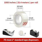 Turxayox 6 Rolls Transparent Tape Refills, Hand Tearable, 3/4 x 1000 Inches - Image 3