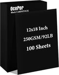 OcePor 100 Sheets Black Cardstock 12” x 18”, 92lb/250gsm Black Card Stock by OcePor