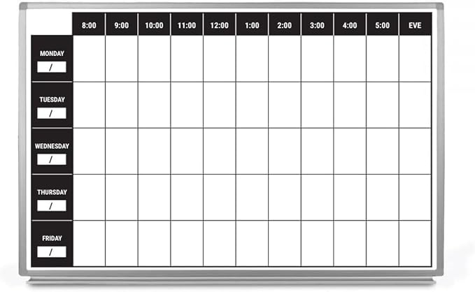 Work Week Dry-Erase Scheduling Whiteboard 60" x 40" by CreativeSafetySupply