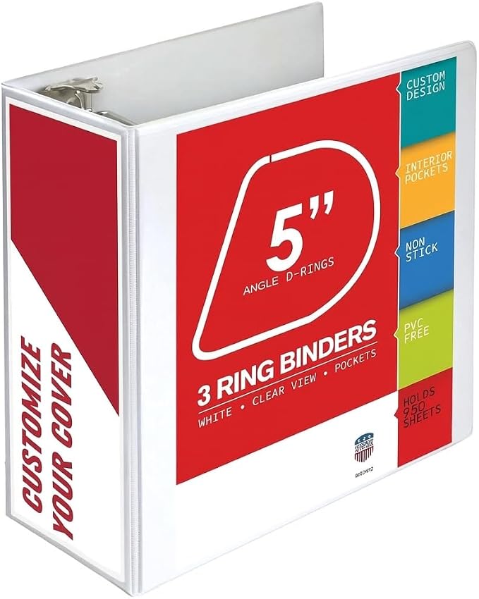 3 Ring Binder, Professional Angle D Ring Binder 5 Inch, Presentation Folder - Image 2