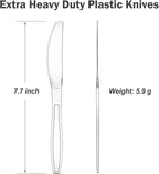 Dealusy 300 Count Extra Heavy Duty Clear Plastic Knives Disposable, Heat - Image 2