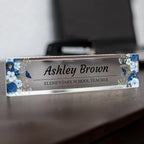 Signs ByLITA Floral Pattern Customized Nameplate | Indigo Blooms Personalized - Image 2