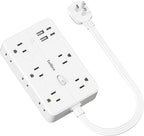 Surge Protector Power Strip 1 FT Flat Extension Cord ，10 AC Outlets & 4 USB by Unknown