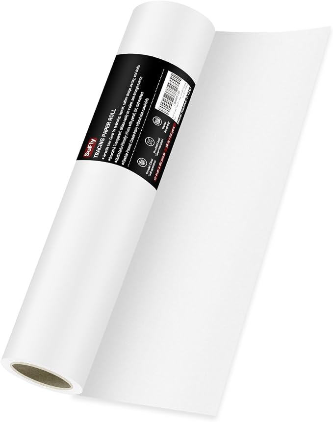 SuFly Tracing Paper Roll, 12 Inch x 50 Yards Trace Paper Roll, 32 lb White Art by SuFlyDirect