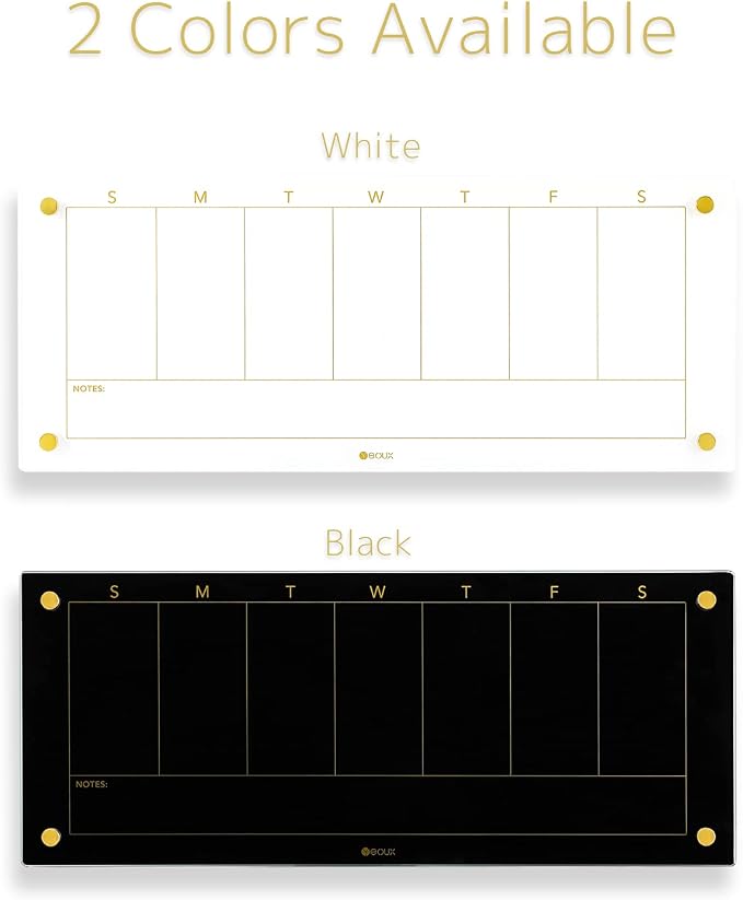 Glass Golden Weekly Dry Erase Calendar White Board - Image 7