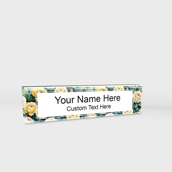 Signs ByLITA Floral Pattern Customized Nameplate | Golden Rose Personalized - Image 9