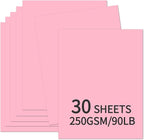 30 Sheets Pink Cardstock 8.5'' x 11'', 250gsm/90lb Heavyweight Cover Cardstock by Bazyrock