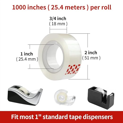 Turxayox 12 Rolls Transparent Tape Refills - Image 3