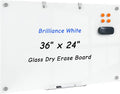 36 x 24 Inches Glass Whiteboard, Magnetic Glass Dry Erase Board by Wingwise