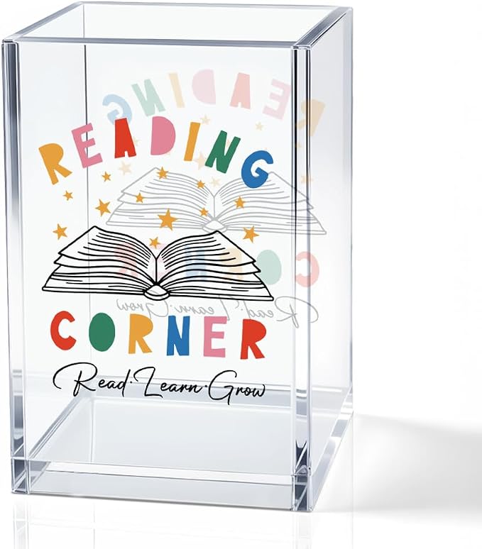 QYUVK Reading Corner Acrylic Cosmetic Holder, Crown Clear Makeup Brush Holder by QYUVK