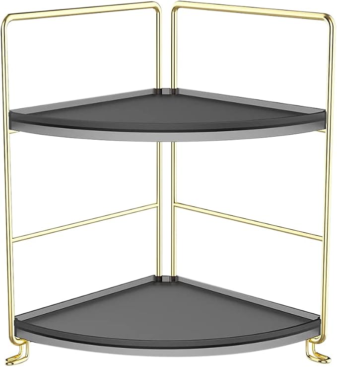 JANUS LiANG 2-Tier Spice Rack Corner Storage Shelf Makeup Organizer Stackable - Image 5