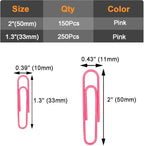 Vinaco Paper Clips Pink, Durable & Rustproof, Coated Paper Clip Great - Image 2