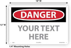 Custom OSHA Style Danger Sign 12" x 18" Plastic Sign, Customizable "Your Text - Image 6