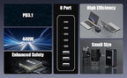 440W USB C Charger Block, 8-Port USB C Charging Station GaN IV Travel - Image 8