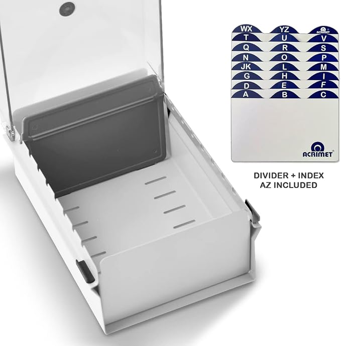 Acrimet 3 x 5 Card File Holder Organizer Box Metal Base Heavy Duty - Image 4
