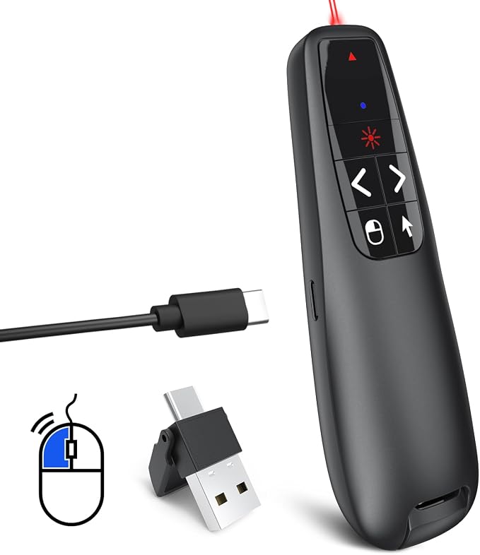 Presentation Clicker PowerPoint Wireless Presenter Remote: Type C Rechargeable by UBUYONE%C2%AE