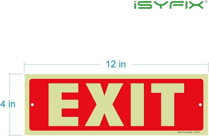 iSYFIX Exit Glow in the Dark Sign – 12 Pack 12x4 Inch – 40 mil Thick - Image 8