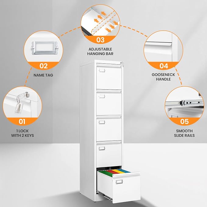 AFAIF 5 Drawer File Cabinet - Image 6