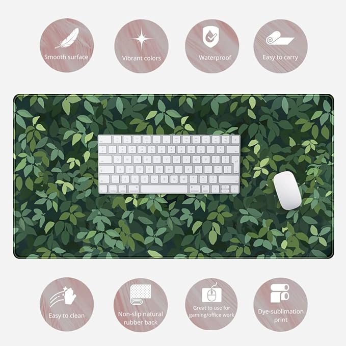 Cute Cat Kawaii Green Desk Mat - Image 6