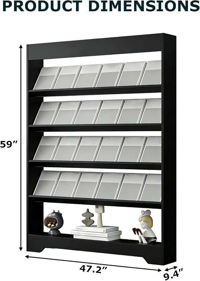 LHIUGE 5-Layer Brochure Display Rack, Freestanding Wooden Magazine Rack - Image 2