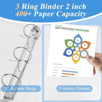 CIXILDTS 2-inch Round Ring Binder, Durable 2" 3 Ring Binder Fit Letter Size - Image 5