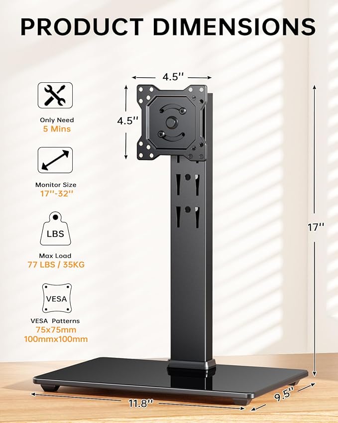 Single Monitor Stand, FreeStanding Desk Stand - Image 2