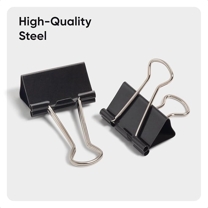 U Brands Binder Clips, Medium 1-1/4" Width, 1/2" Paper Holding Capacity - Image 4
