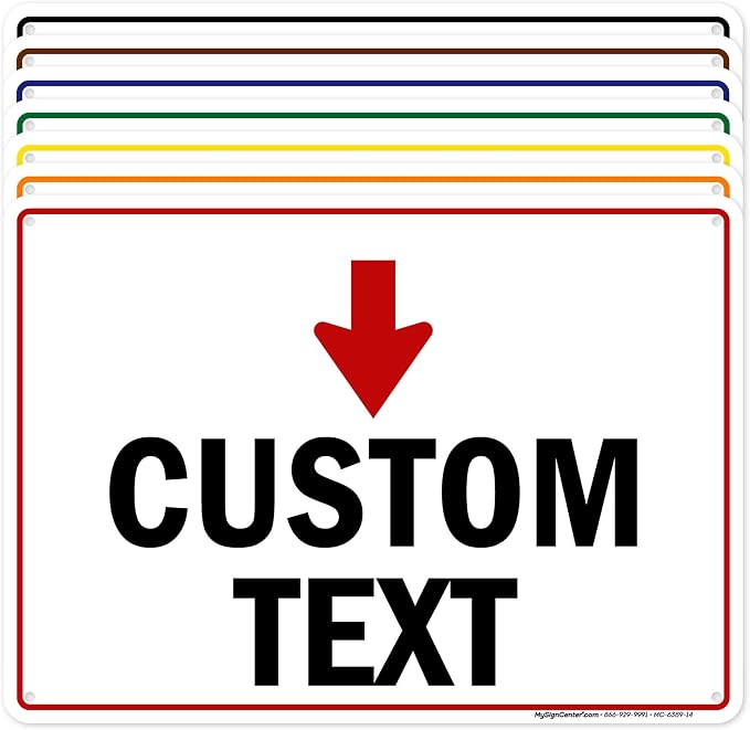 Custom Arrow Directional Sign, Down Arrow, 10x14 Inches, Rust Free .040 Aluminum by MySignCenter